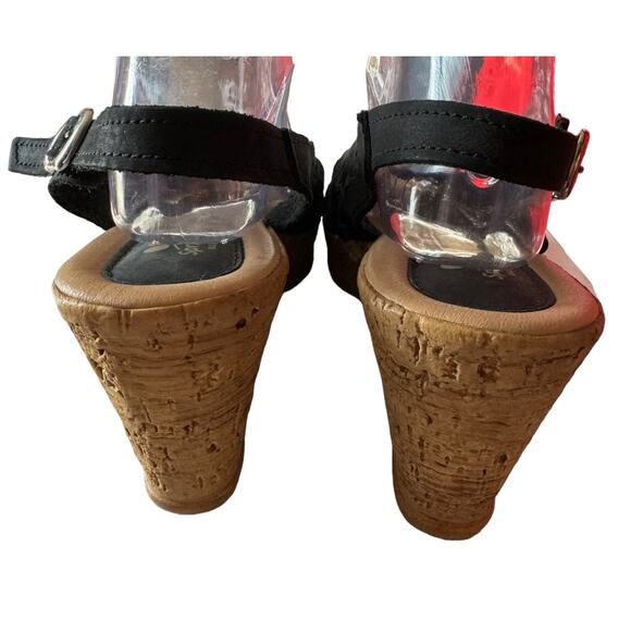 Spring Step Footsie Women's Slingback 3" Wedge Sandals in black size 41 9.5-10 - Picture 7 of 15